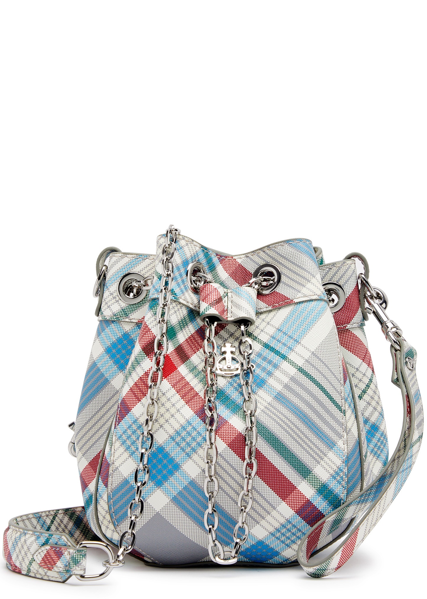 Vivienne Westwood Chrissy small tartan vegan leather bucket