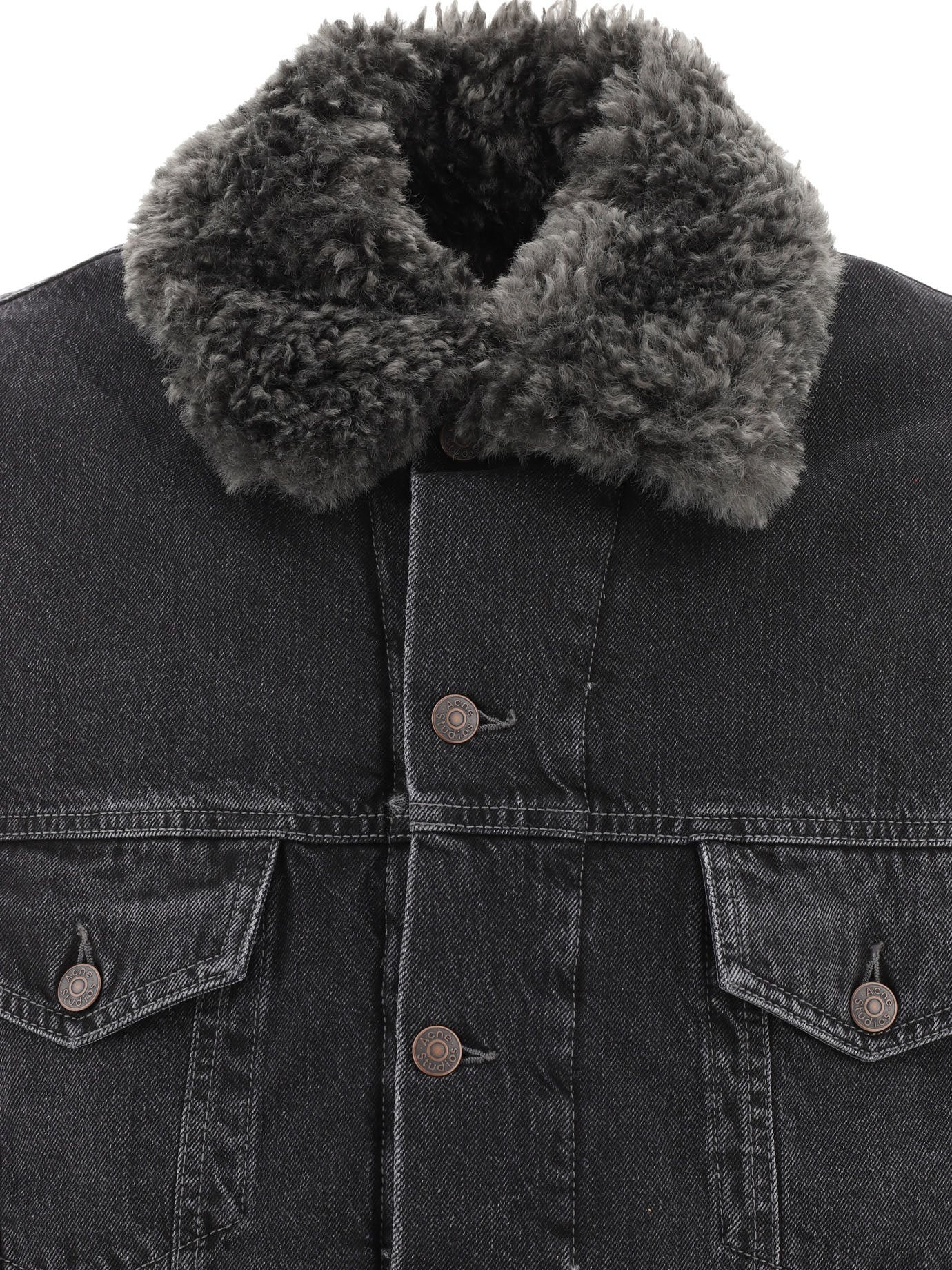 Acne Studios Lined Denim Jacket With Faux-fur Collar - 3