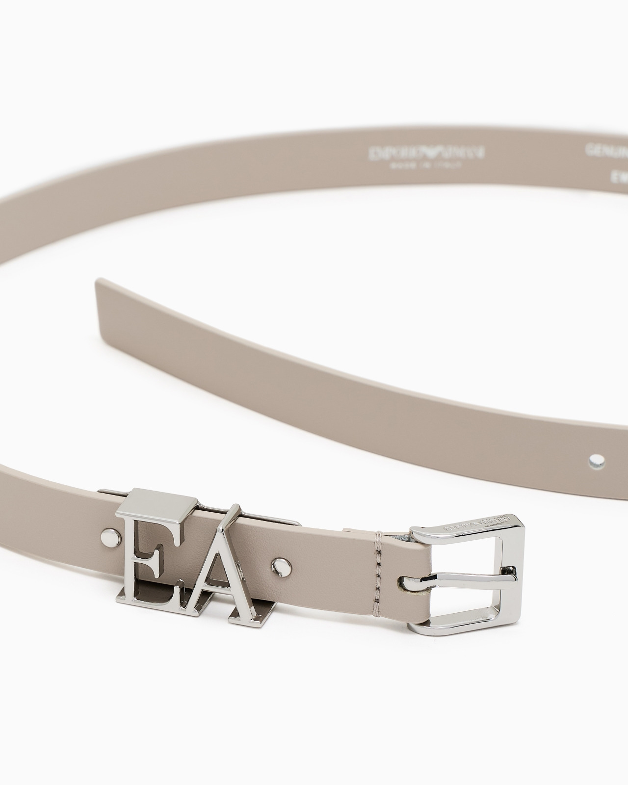 SMOOTH LEATHER BELT WITH MOULDED EA BUCKLE - 2