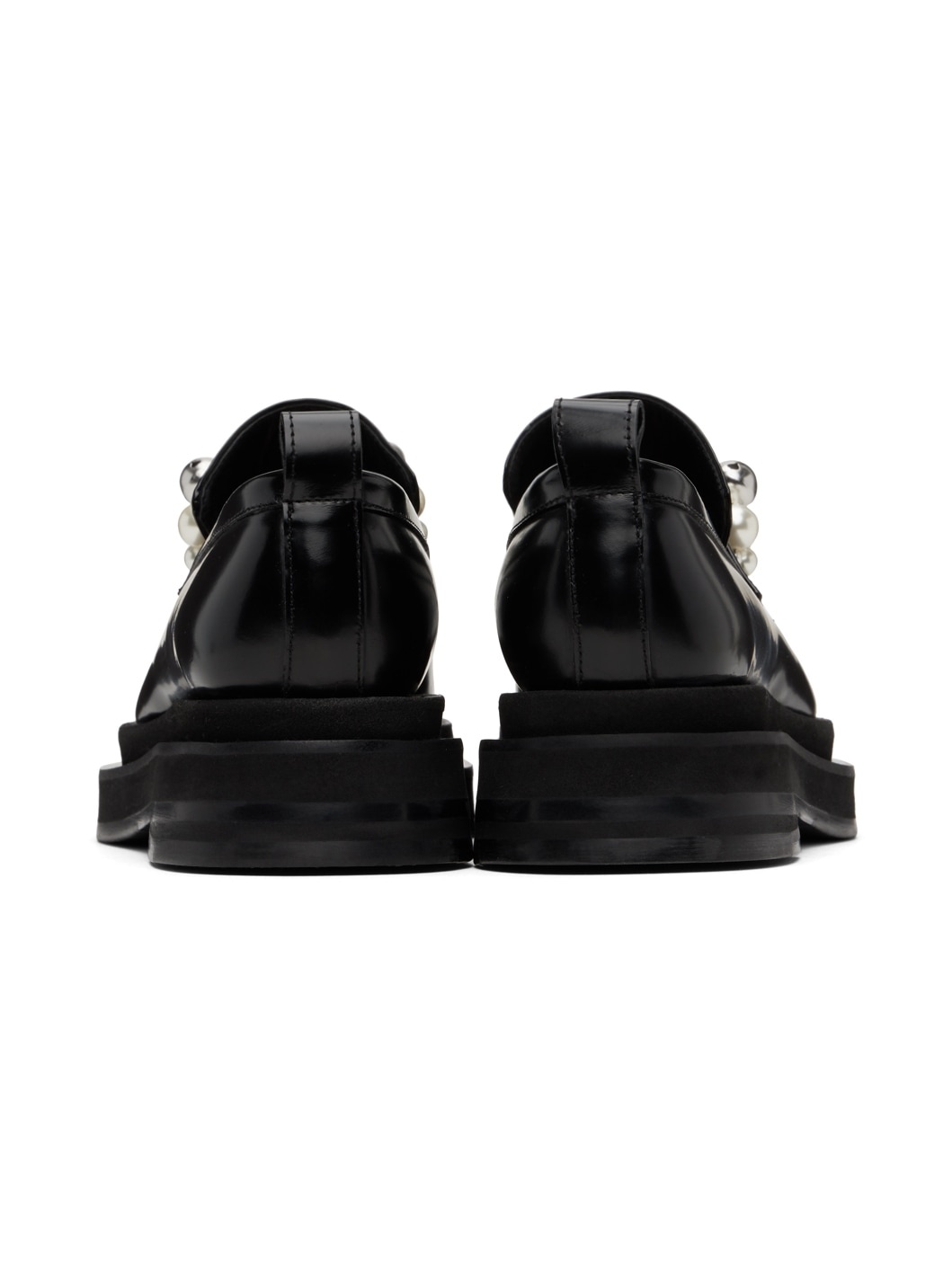 Black Bell Charm Heart Toe Platform Loafers - 2
