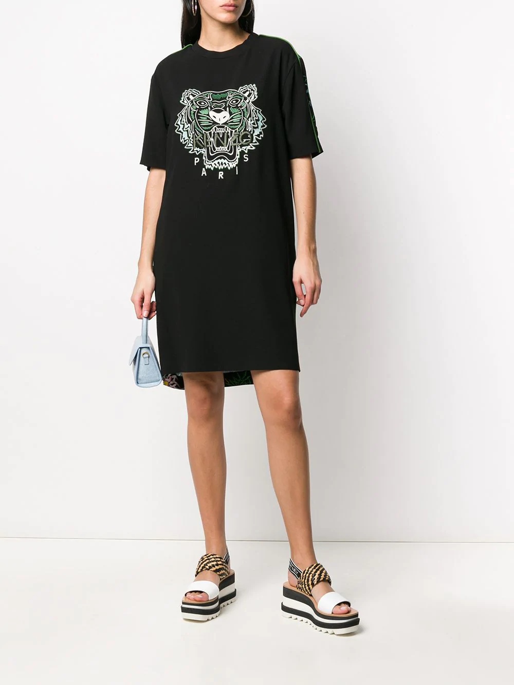 tiger-embroidered T-shirt dress - 2