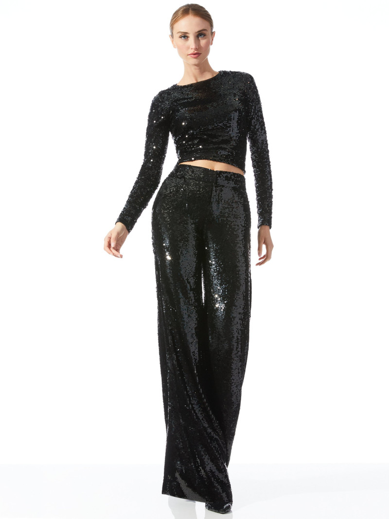 Alice + Olivia DYLAN HIGH WAISTED SEQUIN PANT outlook