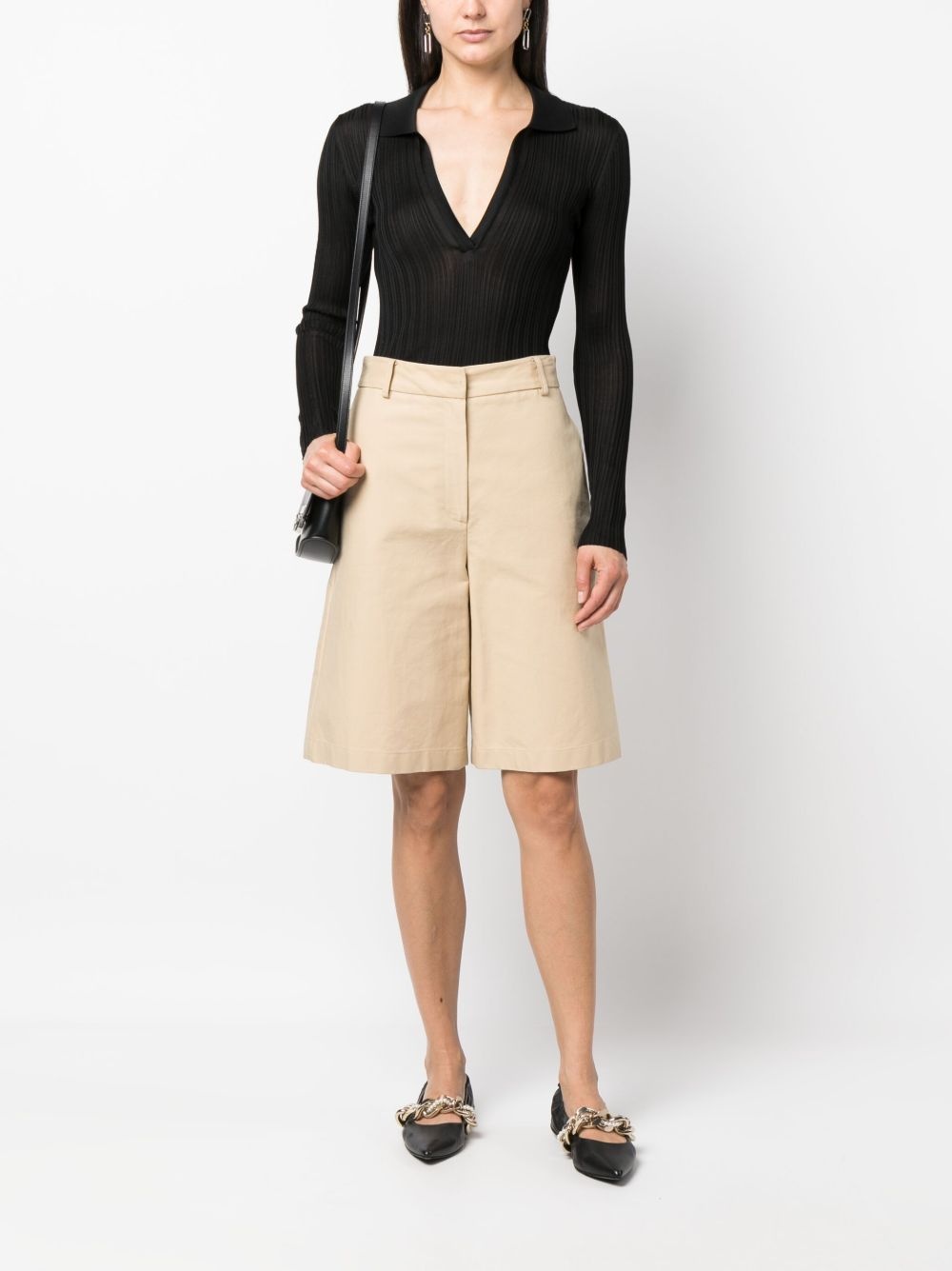 V-neck long-sleeve knitted top - 2