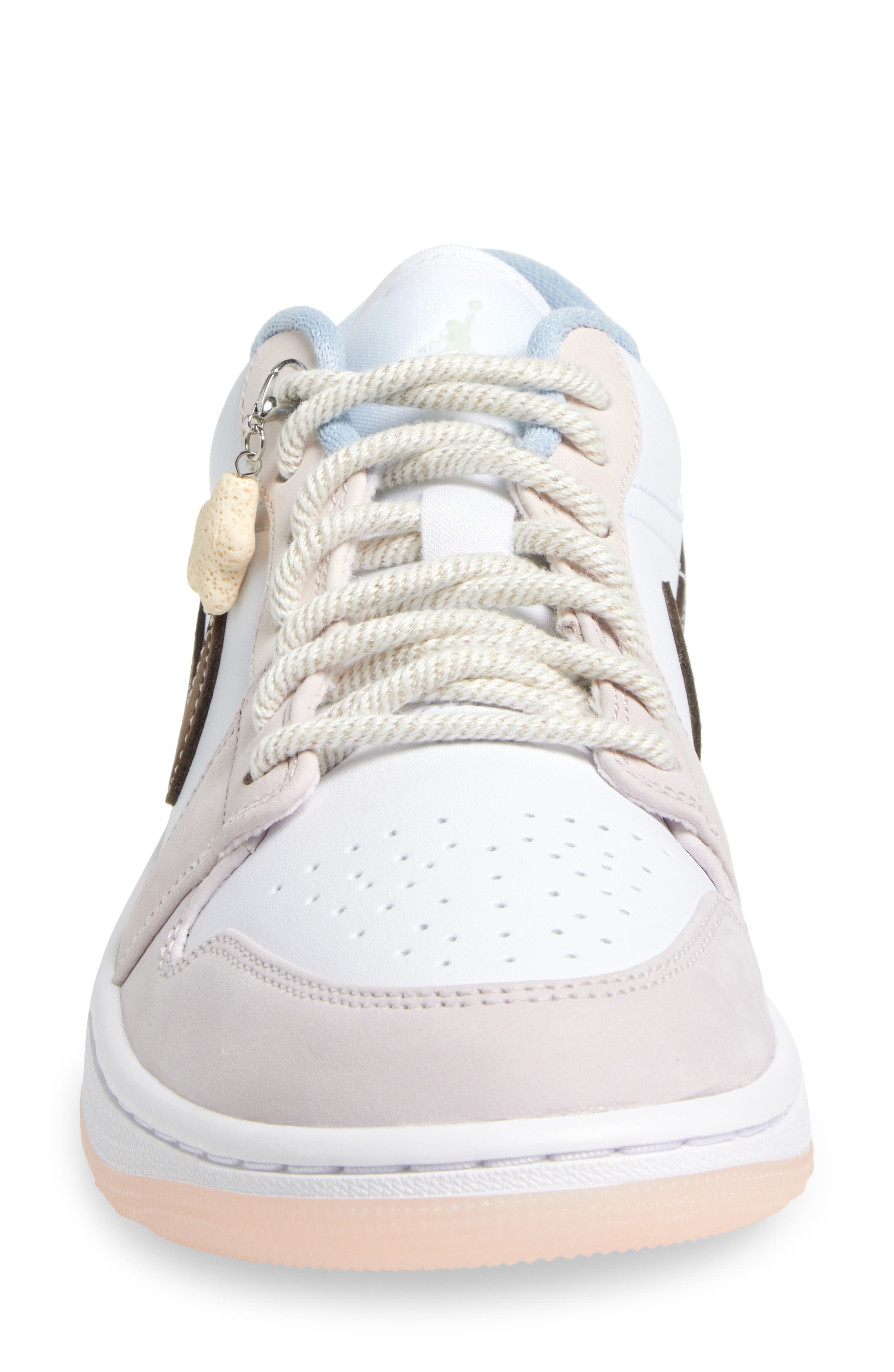 Air Jordan 1 Low Sneaker in White/Ironstone/White/Pink at Nordstrom - 4
