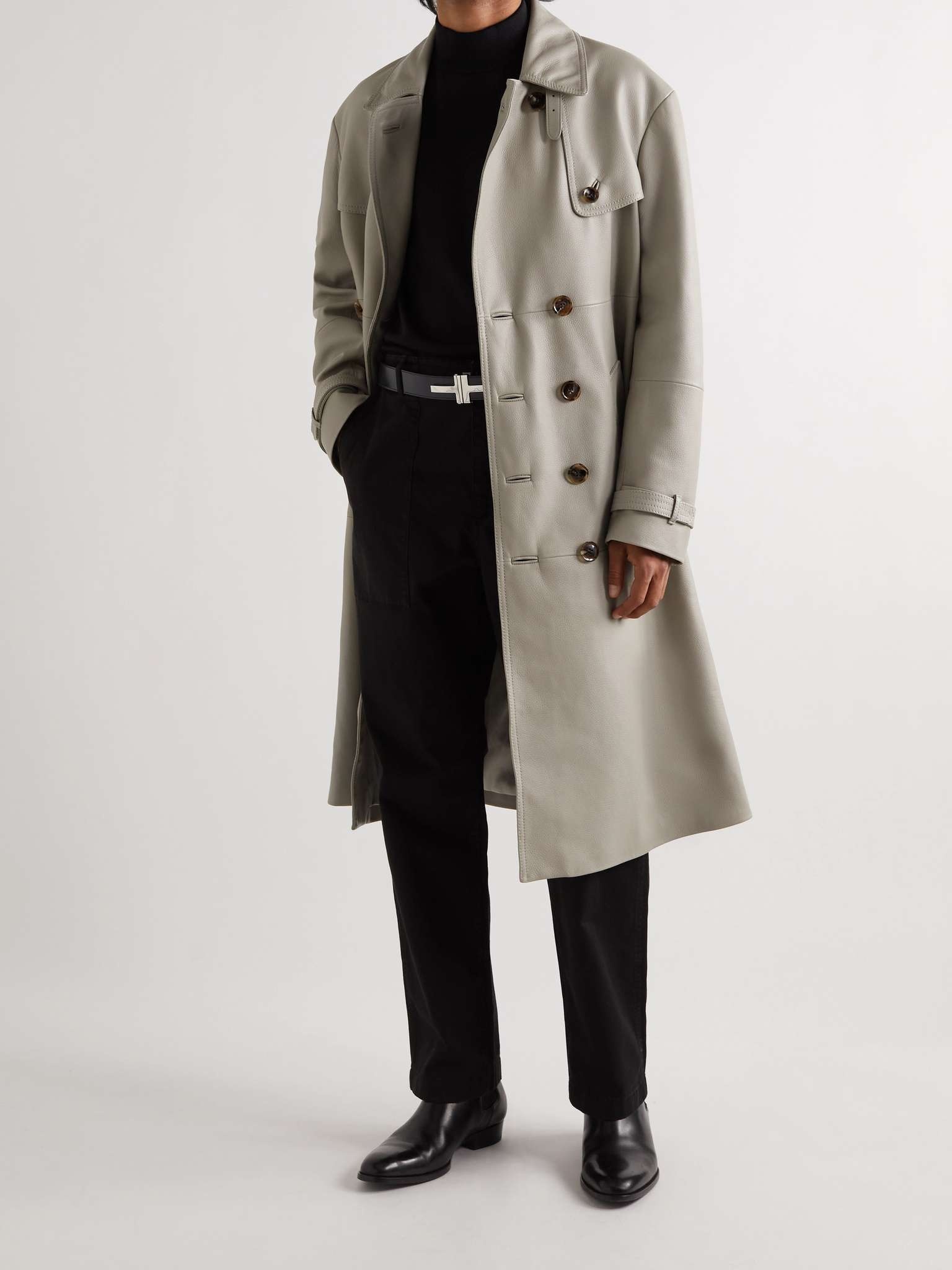 Full-Grain Leather Trench Coat - 2