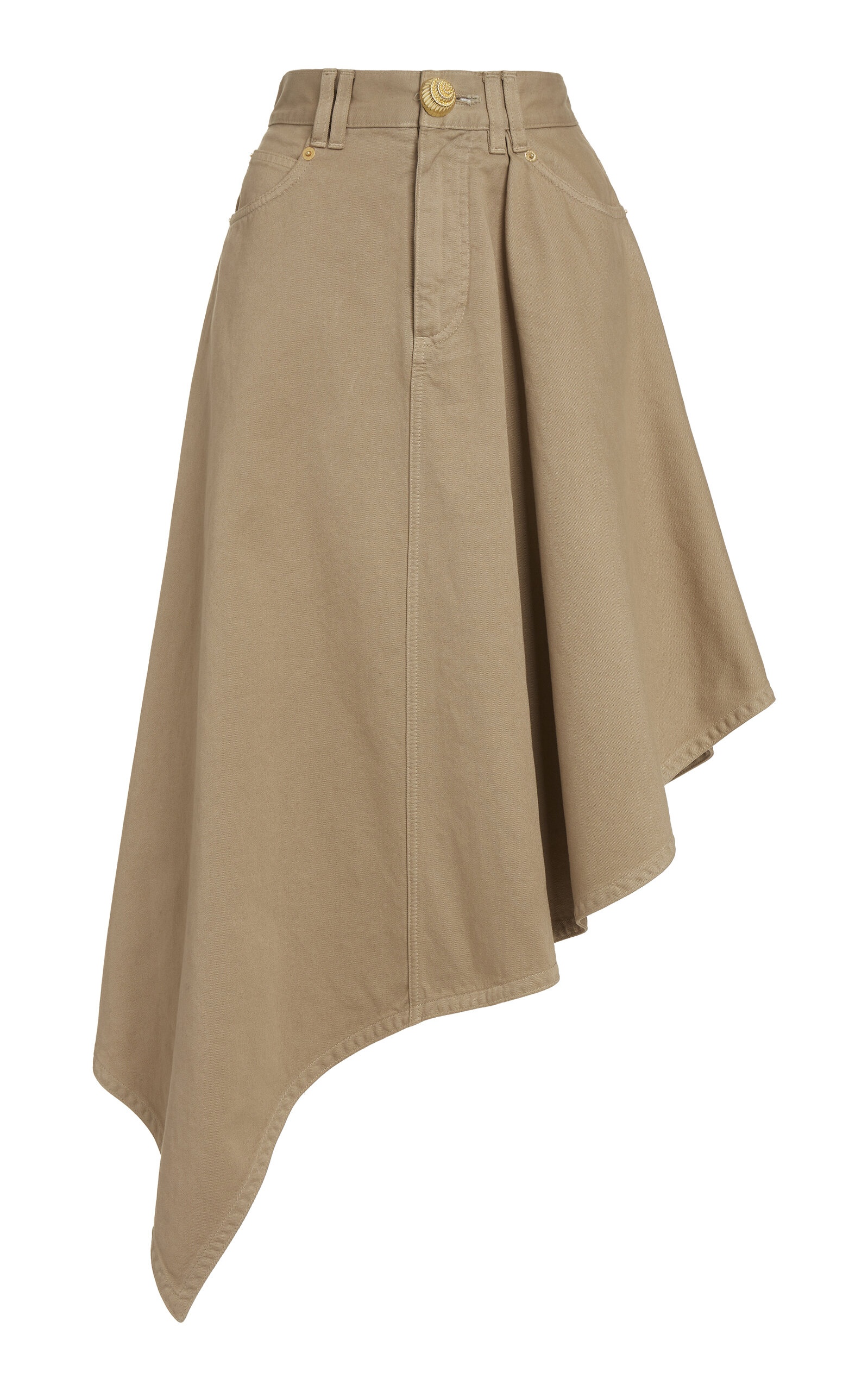 Asymmetric Cotton Canvas Midi Skirt brown - 1