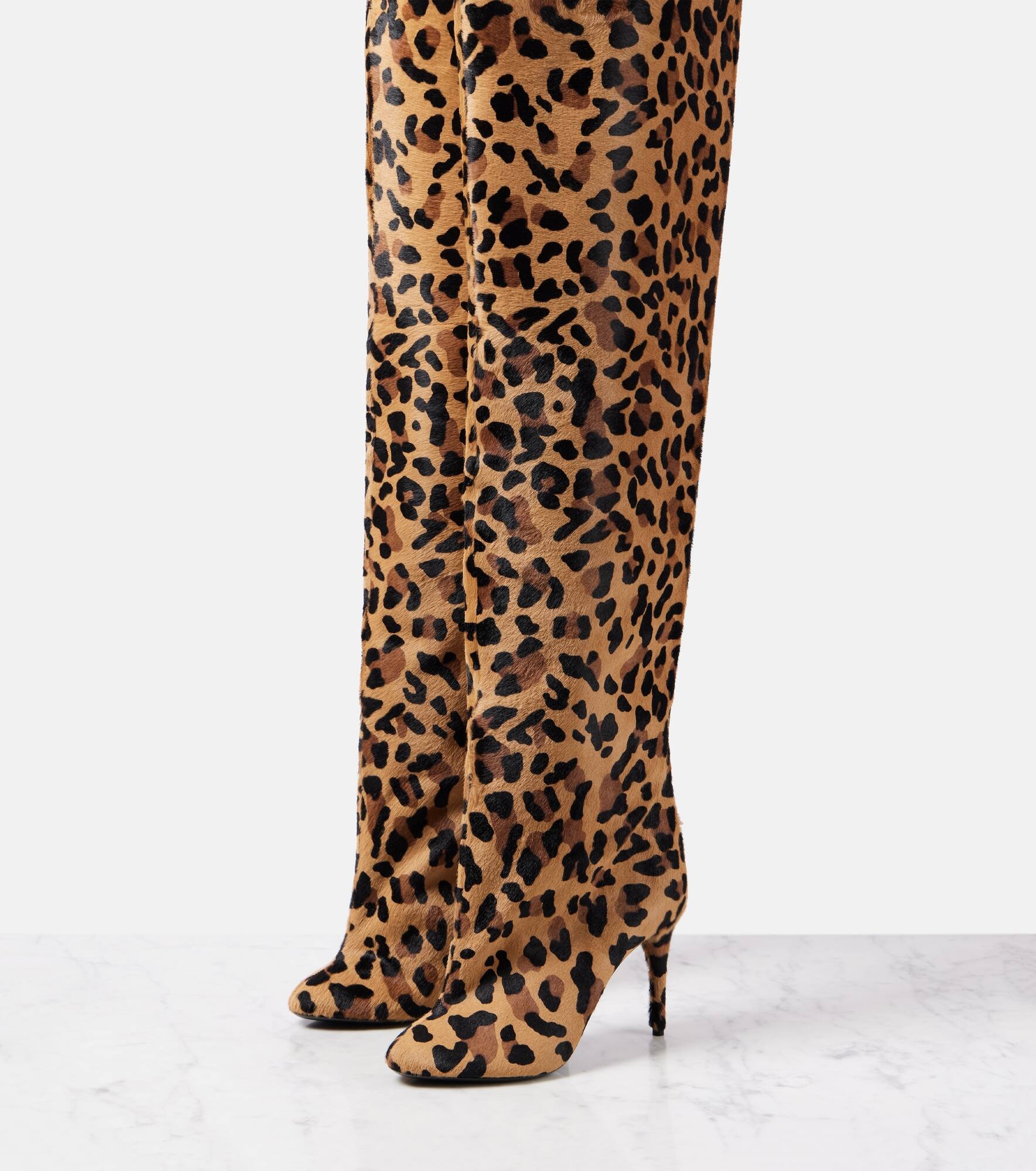 Leopard-print calf hair over-the-knee boots - 4