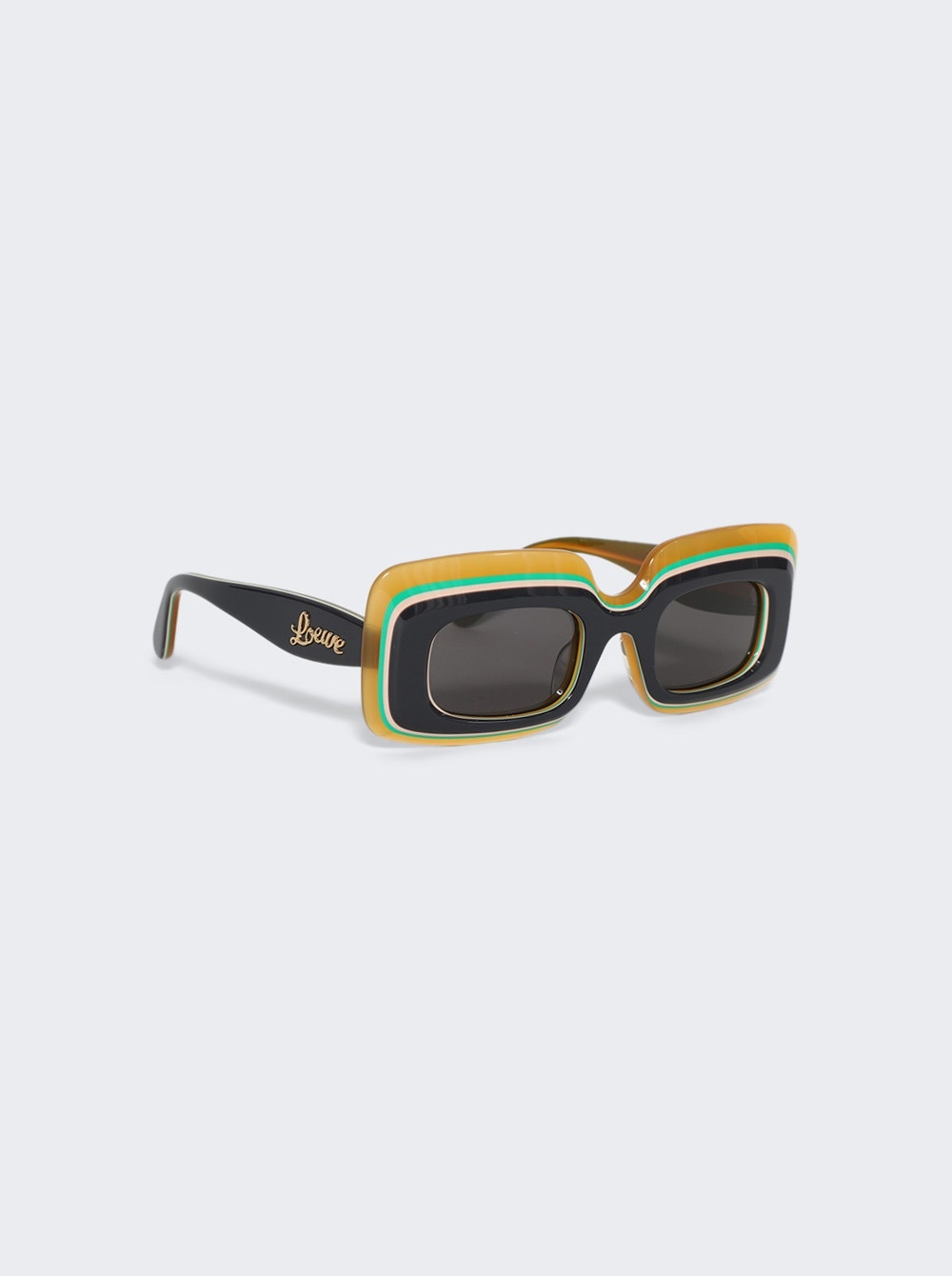 Multilayer Rectangular Sunglasses Black And Yellow - 2