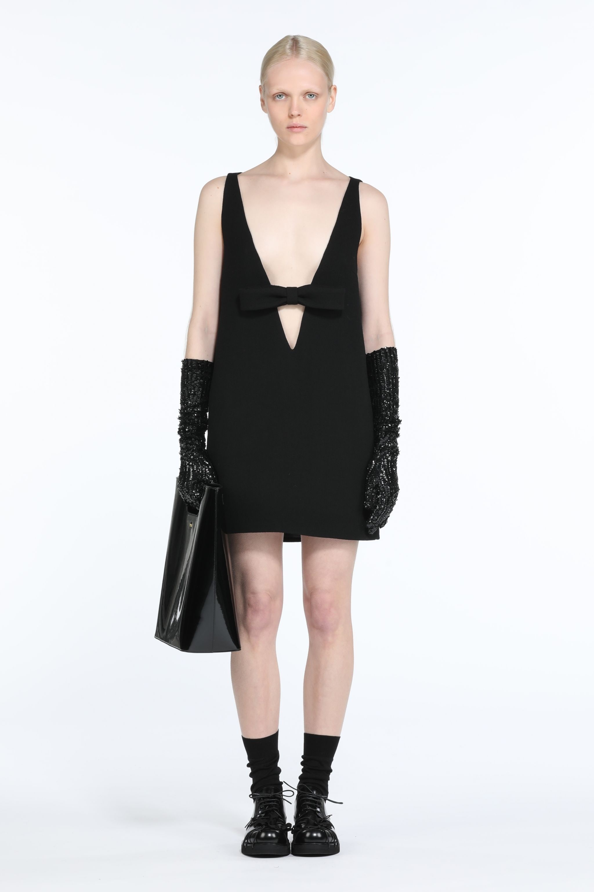 BOW-EMBELLISHED MINI DRESS - 4