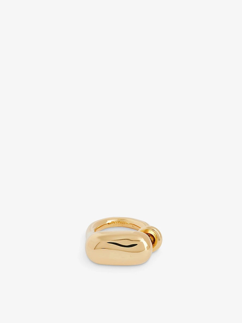 Sculptural logo-engraved brass ring 1