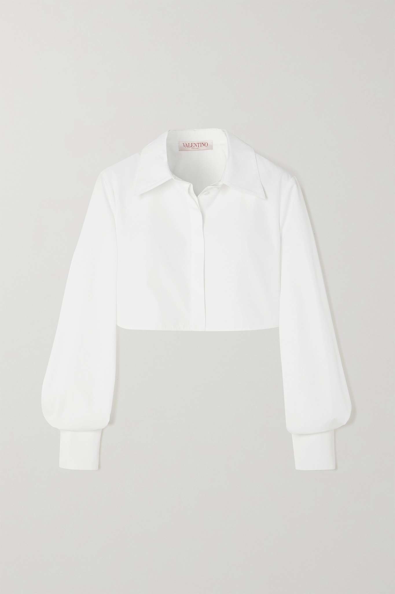 Cropped cotton-poplin shirt - 1