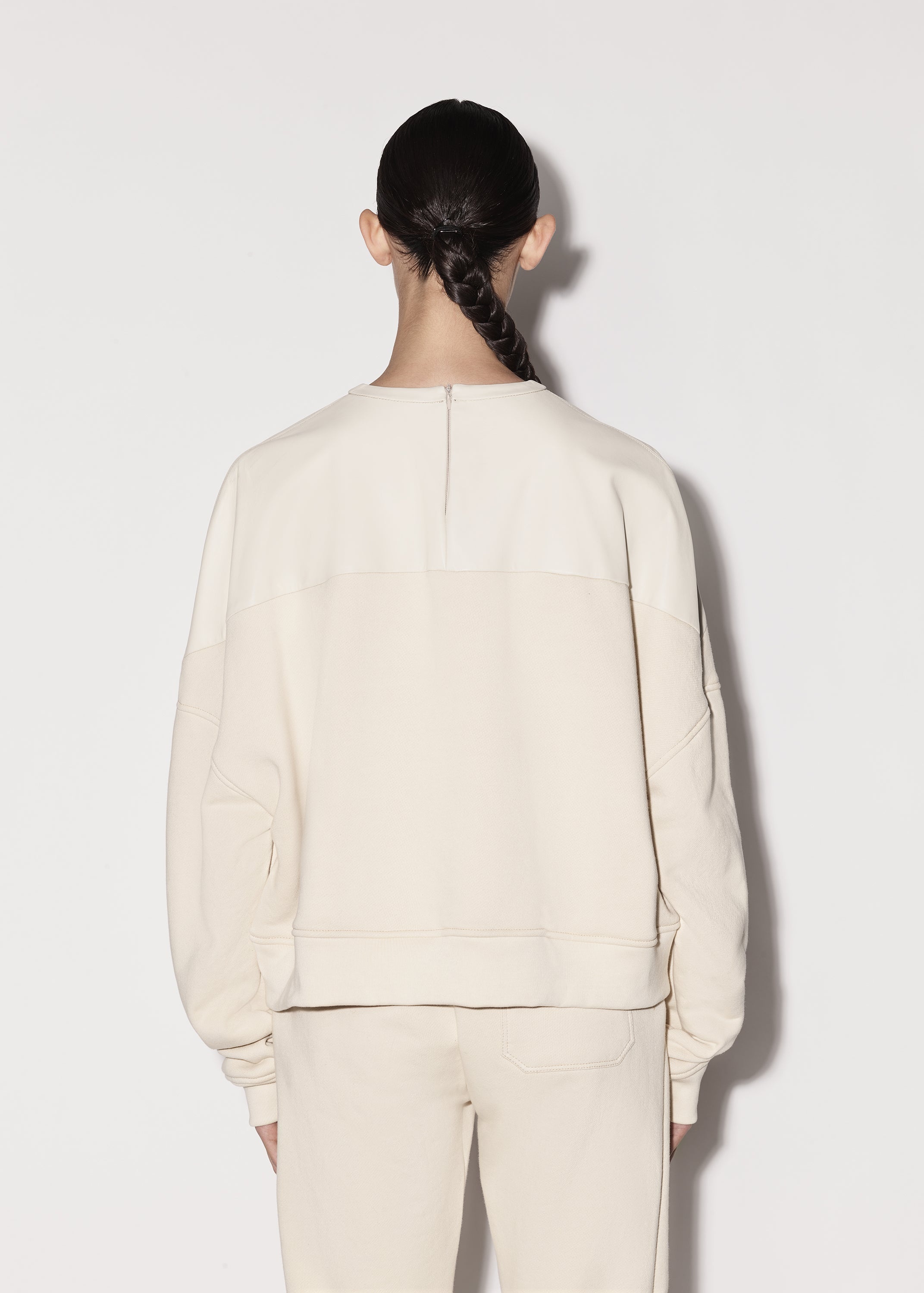 LEATHER HYBRID CREWNECK - 5