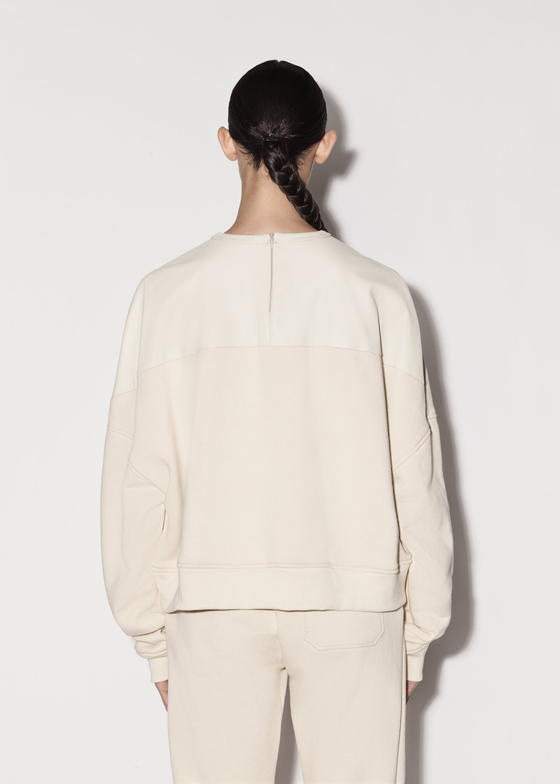 LEATHER HYBRID CREWNECK 5