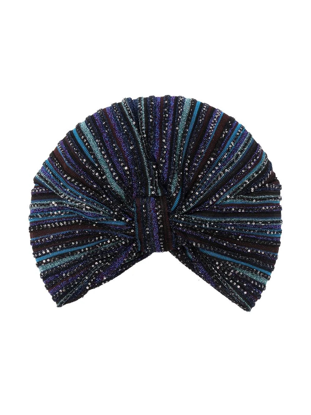 striped sequin-embellished turban - 2