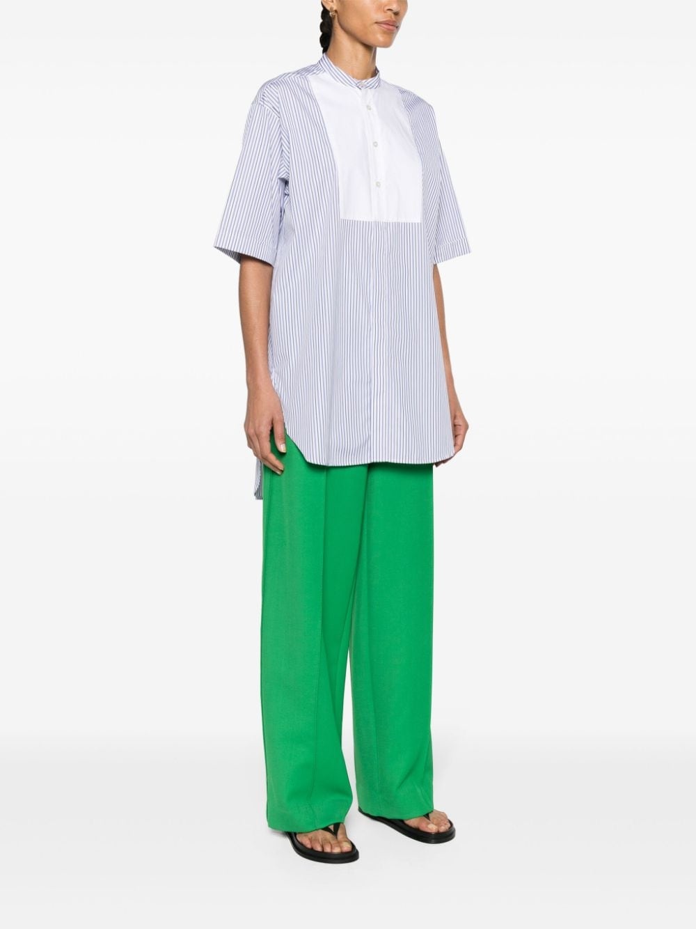 halo-stripe panelled cotton shirt - 3