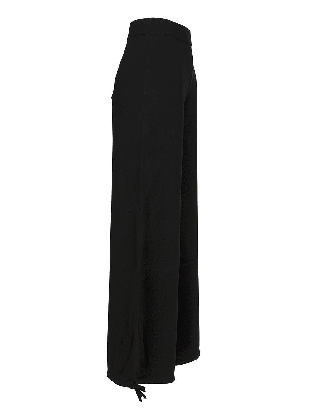 Nigeria Wool Knit Baloon Pants Drawstrings On Hem Trousers Black - 3