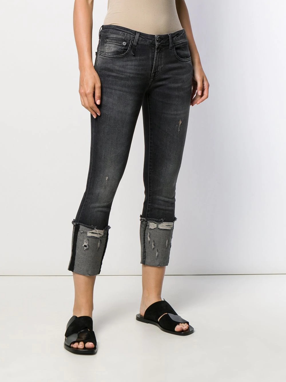 cropped and distressed skinny fit jeans - 3