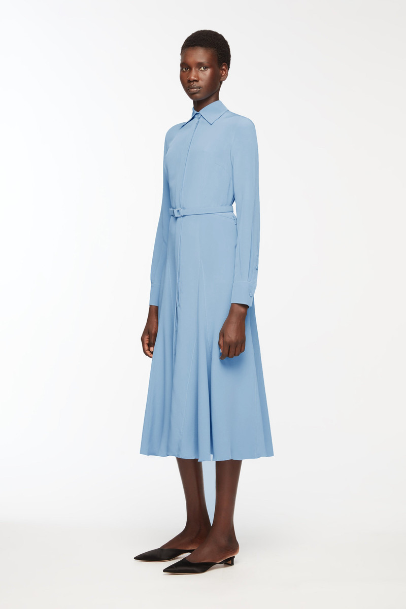 Riko Dress In Cloudy Blue Silk Crepe De Chine 4