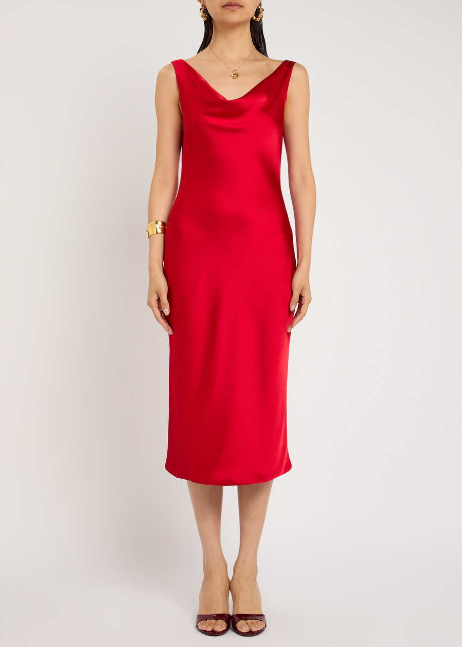 Norma Kamali Maria Cowl-neck Satin Midi Slip Dress - 2