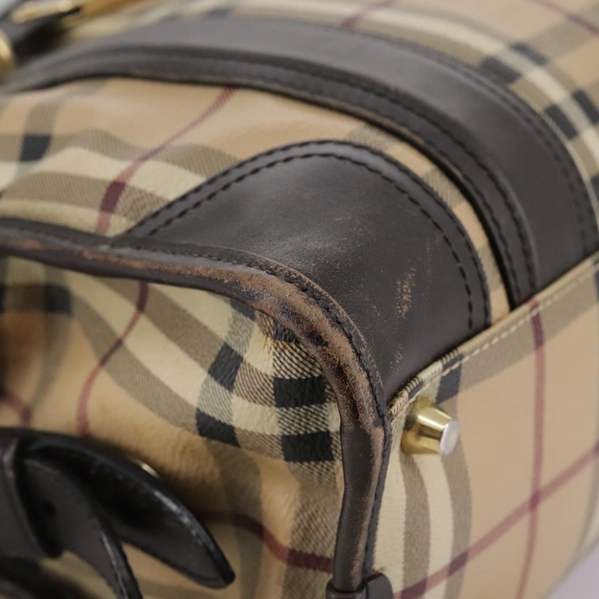 Burberry Nova Check Hand Bag Pvc Leather Beige - 9