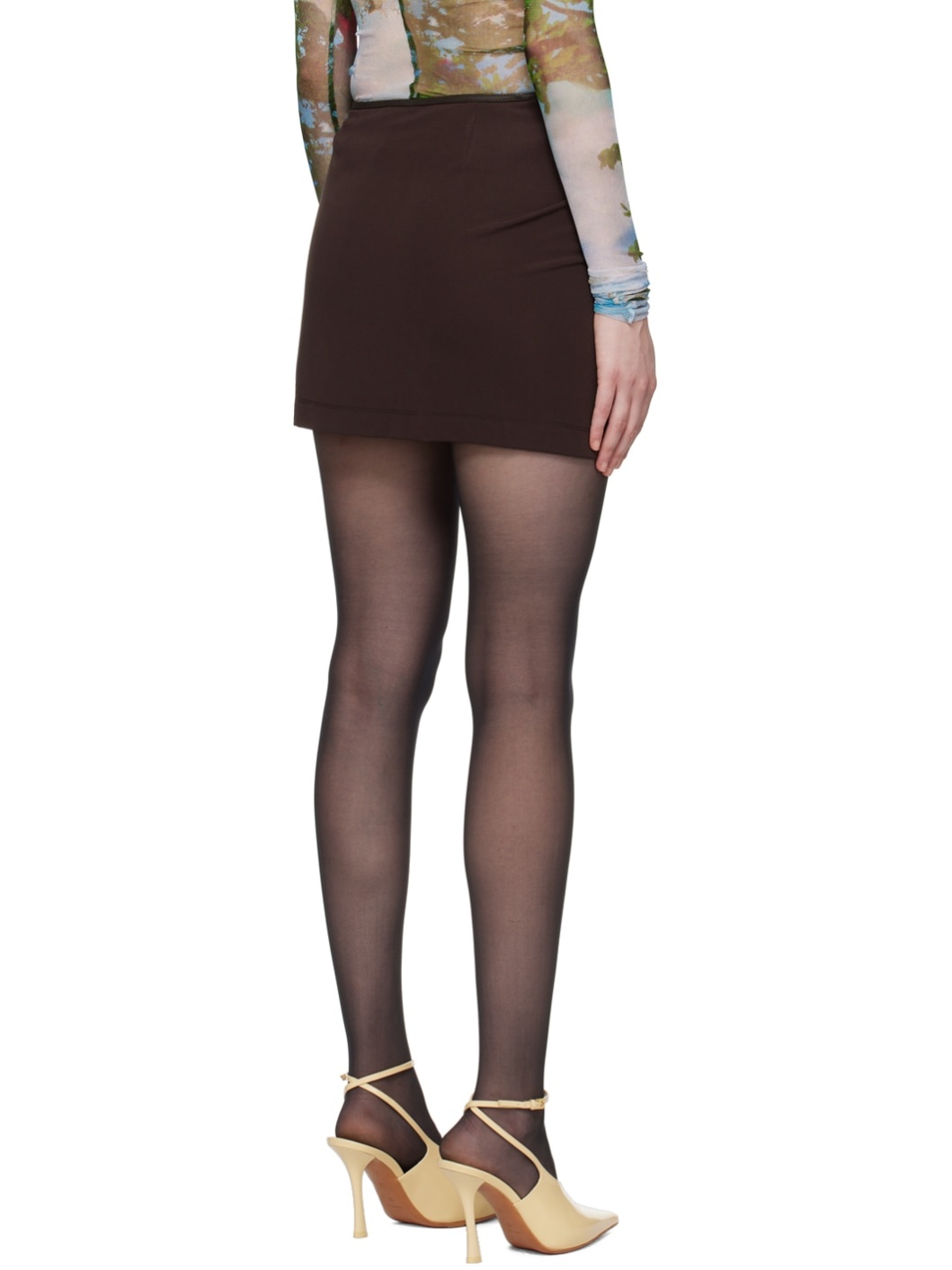 Brown Framed Buckle Miniskirt - 3