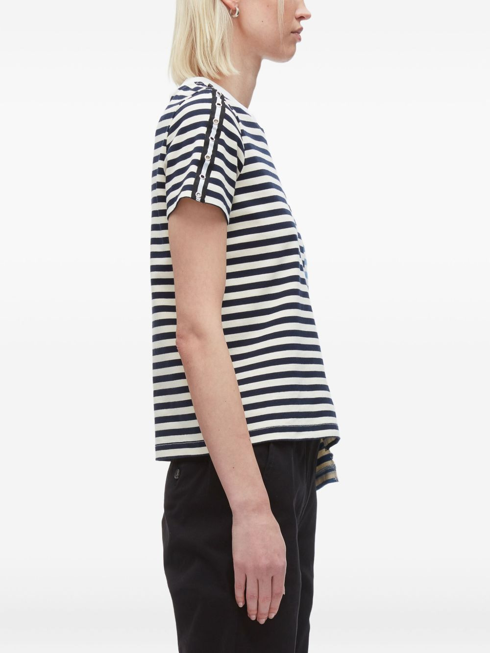 striped panelled T-shirt - 5