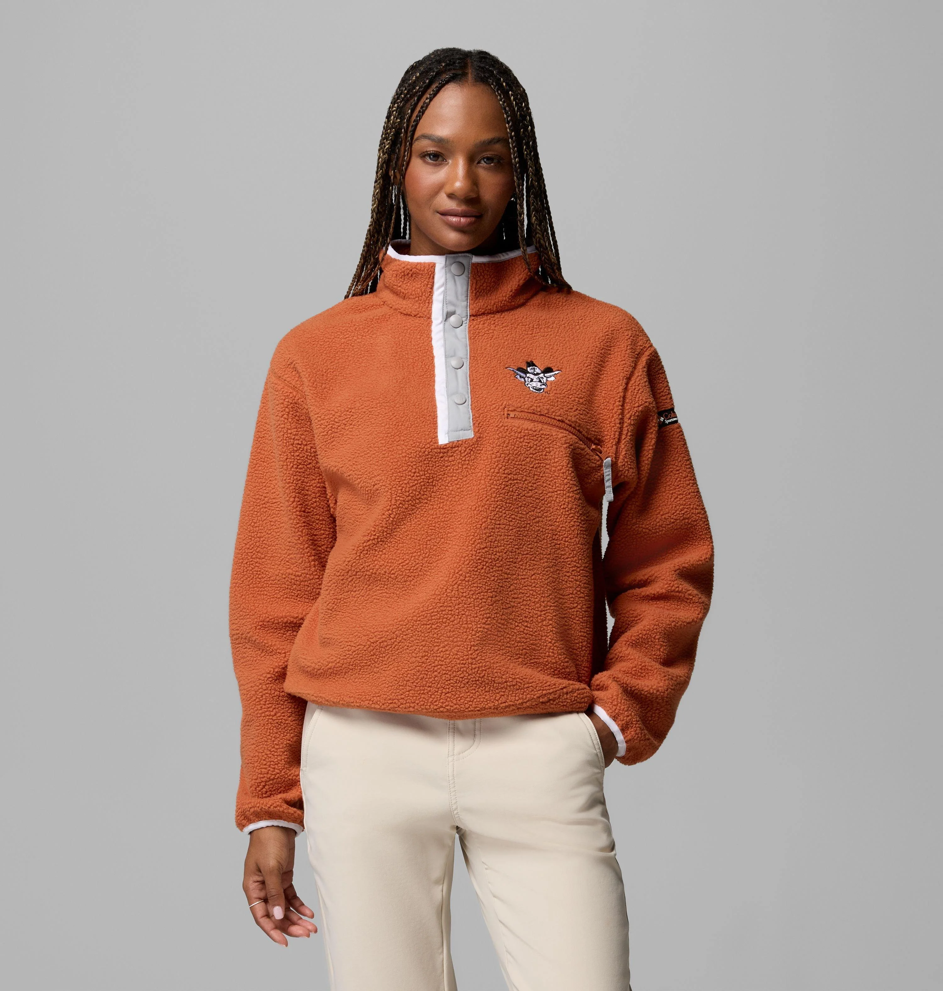 Women's Collegiate Helvetia Cropped Half Snap Fleece - Texas - 1