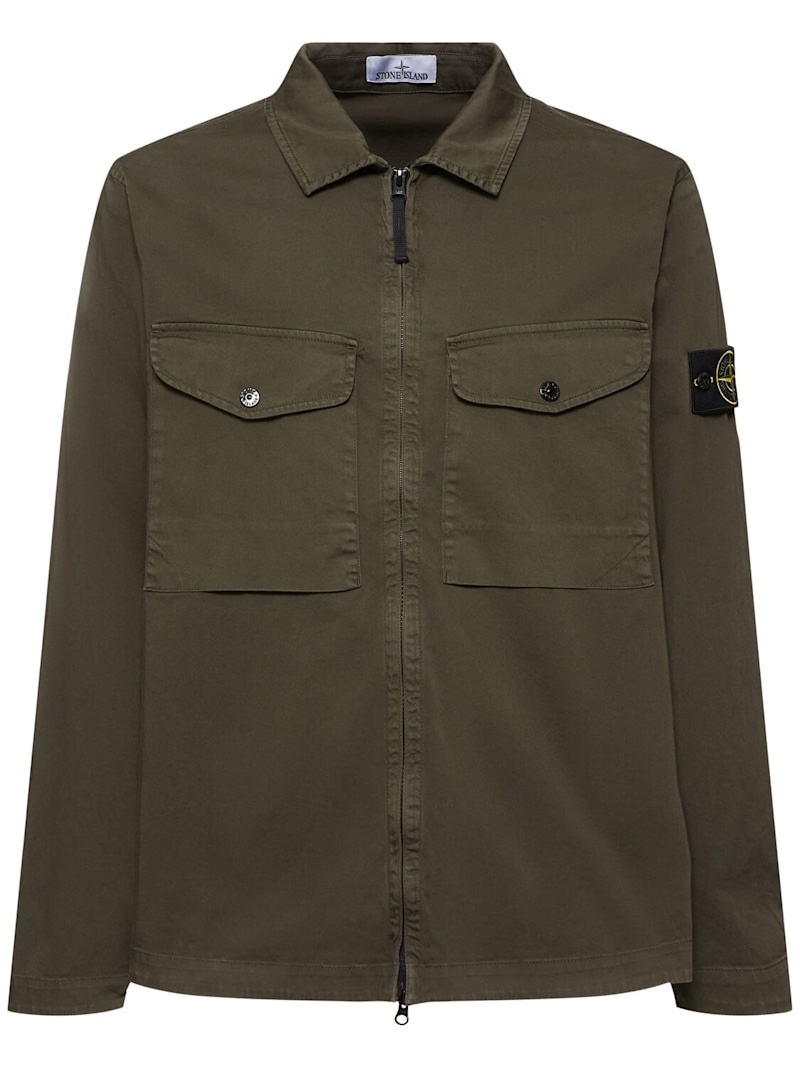 STONE  | STRETCH COTTON OVERSHIRT[正規品/関税込] Stone Island - Stretch Cotton Lyocell Satin Ghost Overshirt