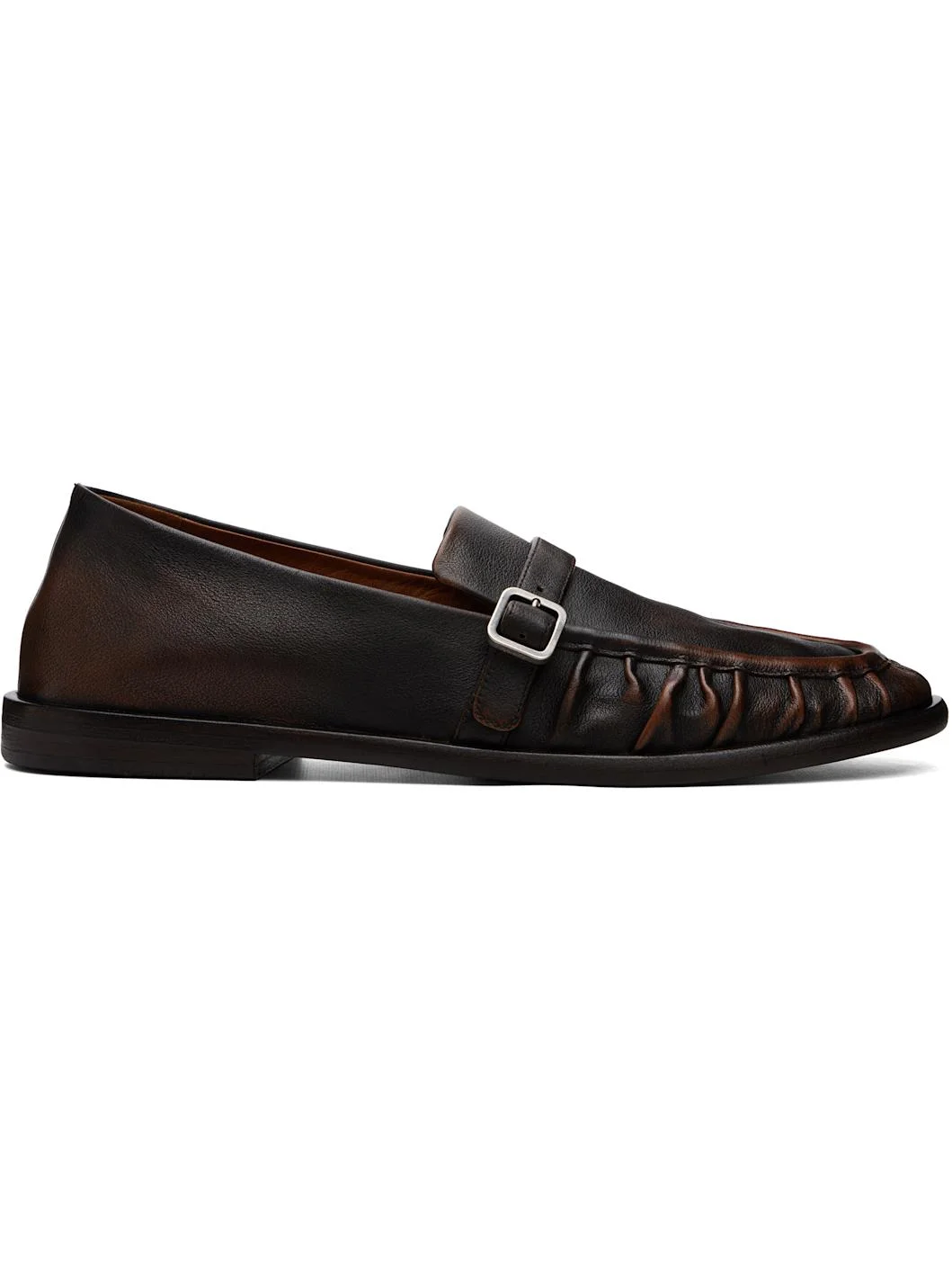 Brown Stesa Soft Pebbled Leather Loafers - 1