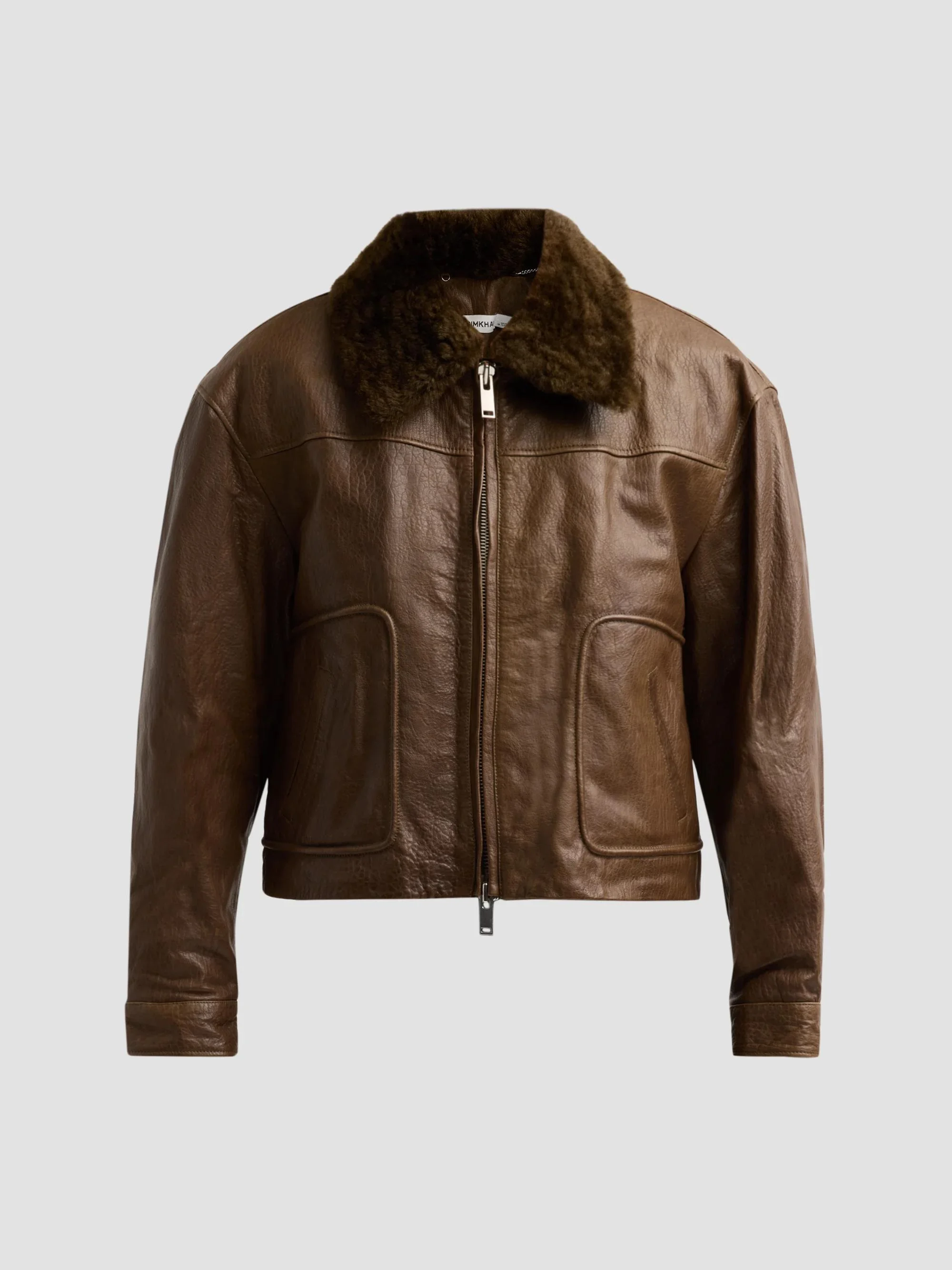 Women's Mel Leather Jacket - Olive - 1