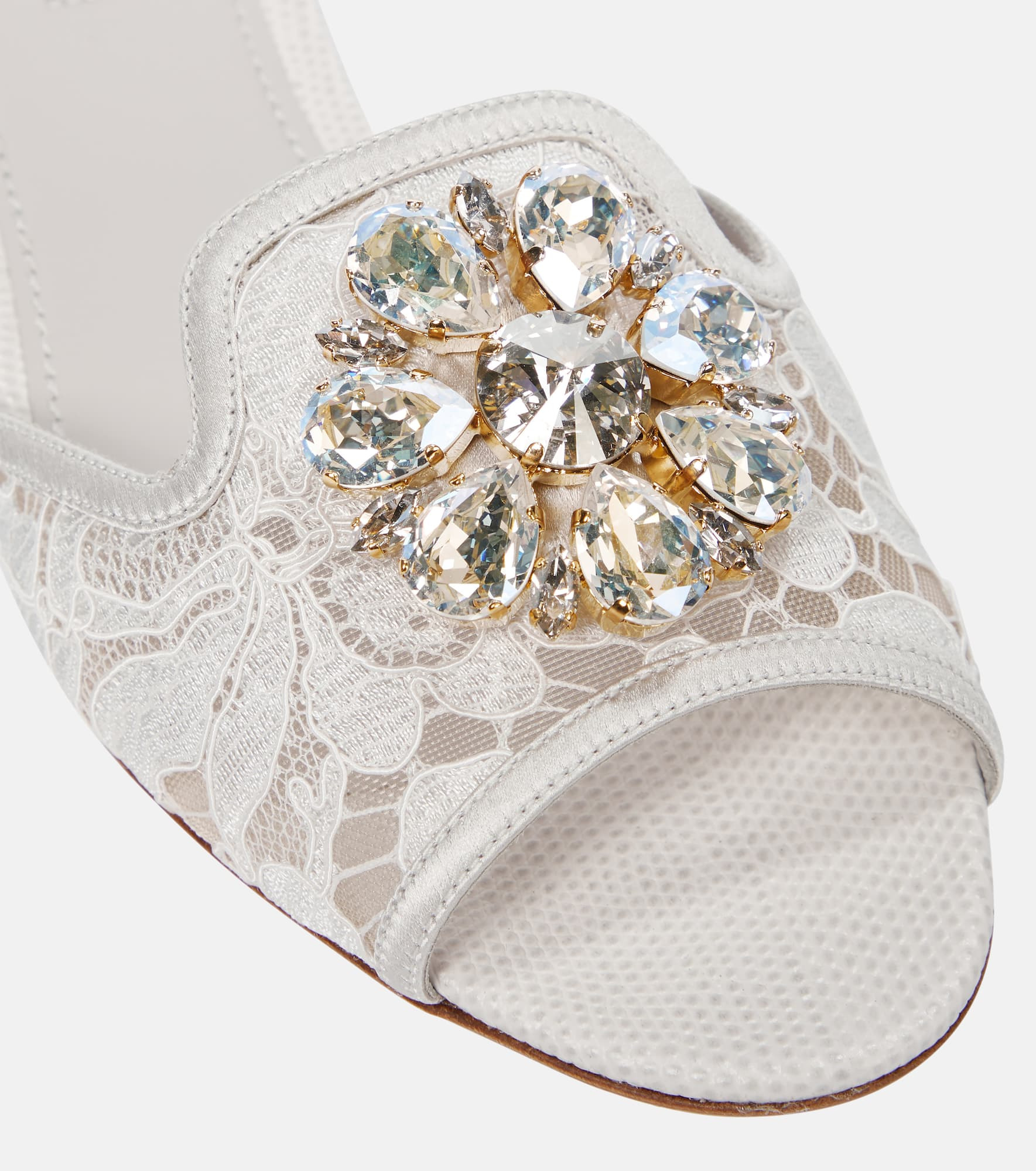 Bianca embellished lace sandals - 5
