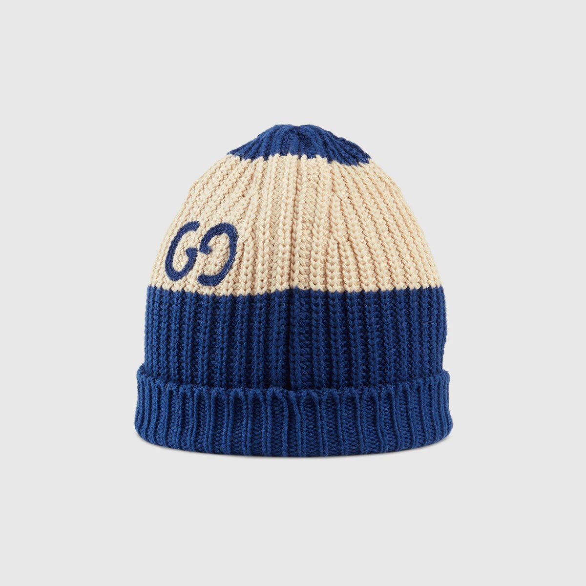 Knit cotton hat with GG - 2