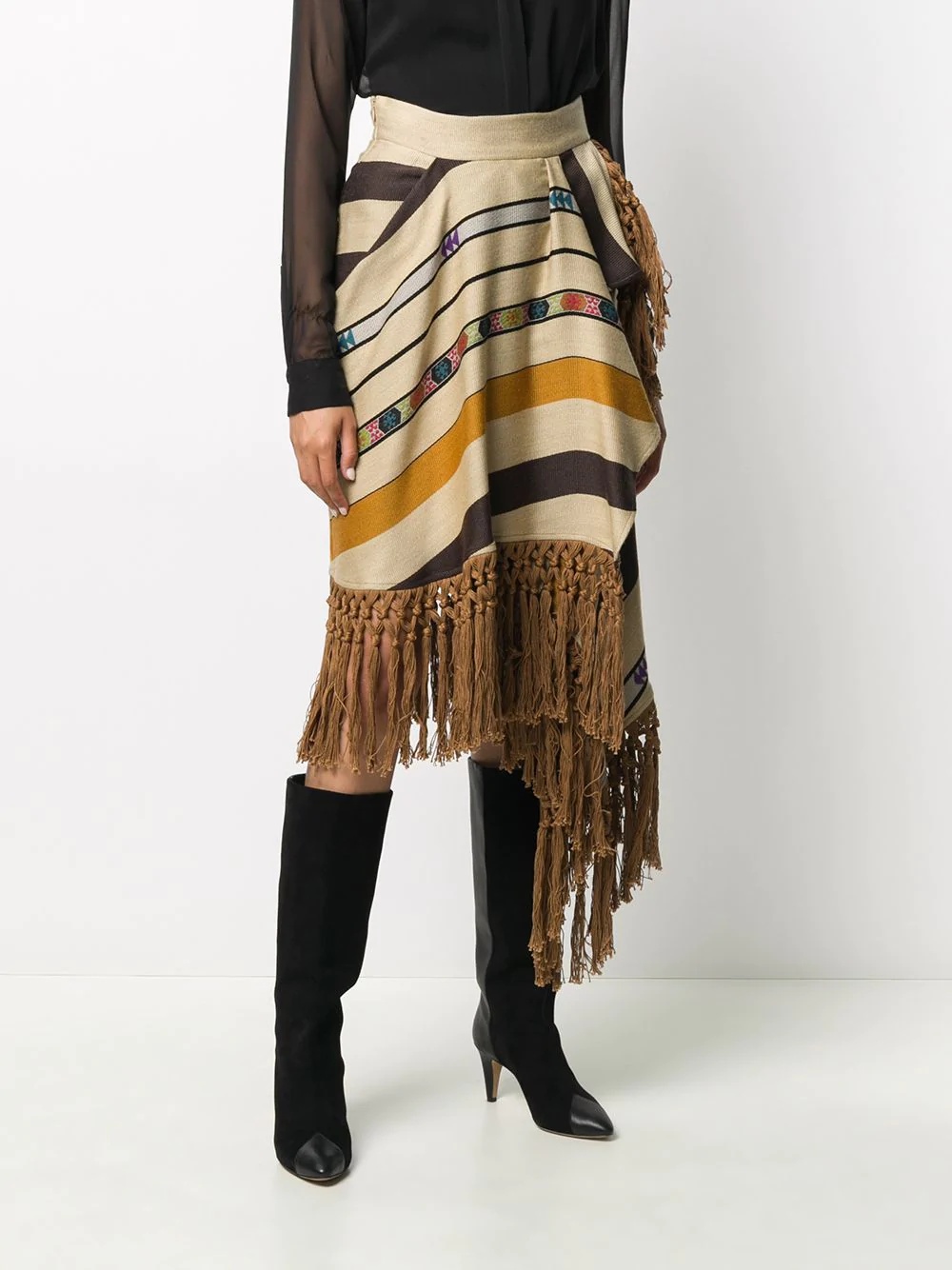 striped fringe midi skirt - 3