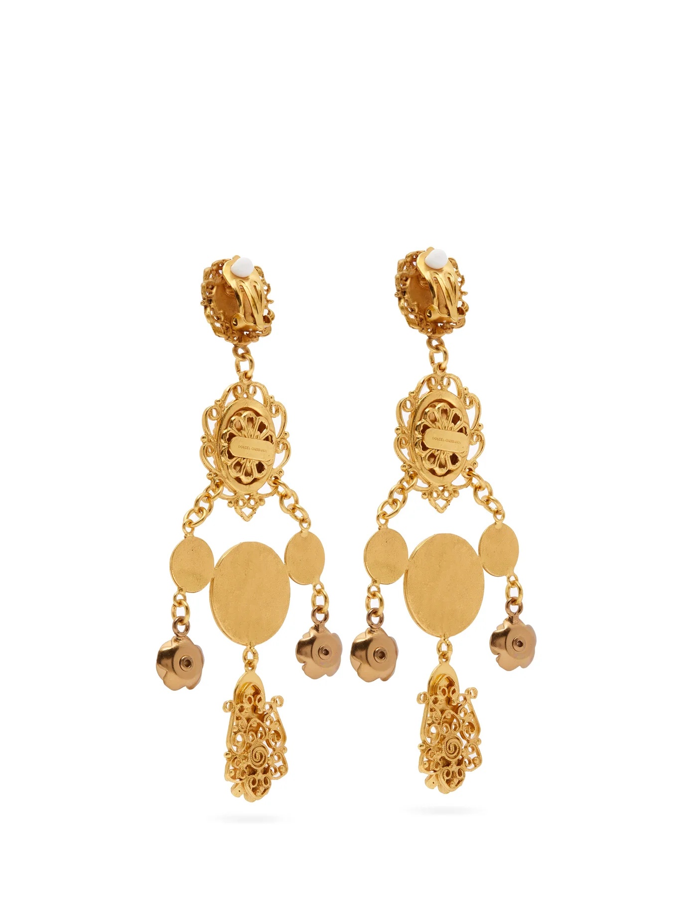 Charm drop clip earrings - 4