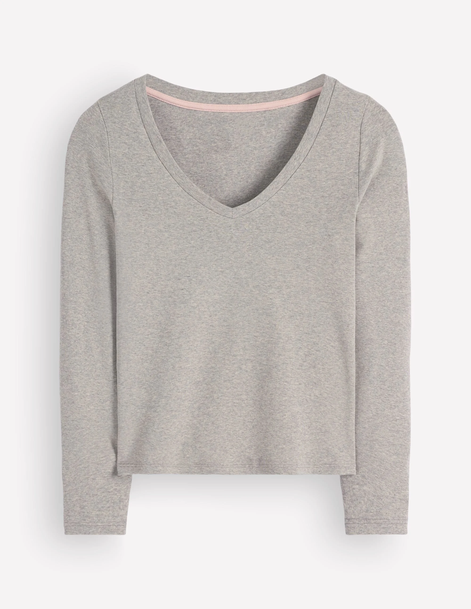 Essential V Neck Top-Grey Marl - 1