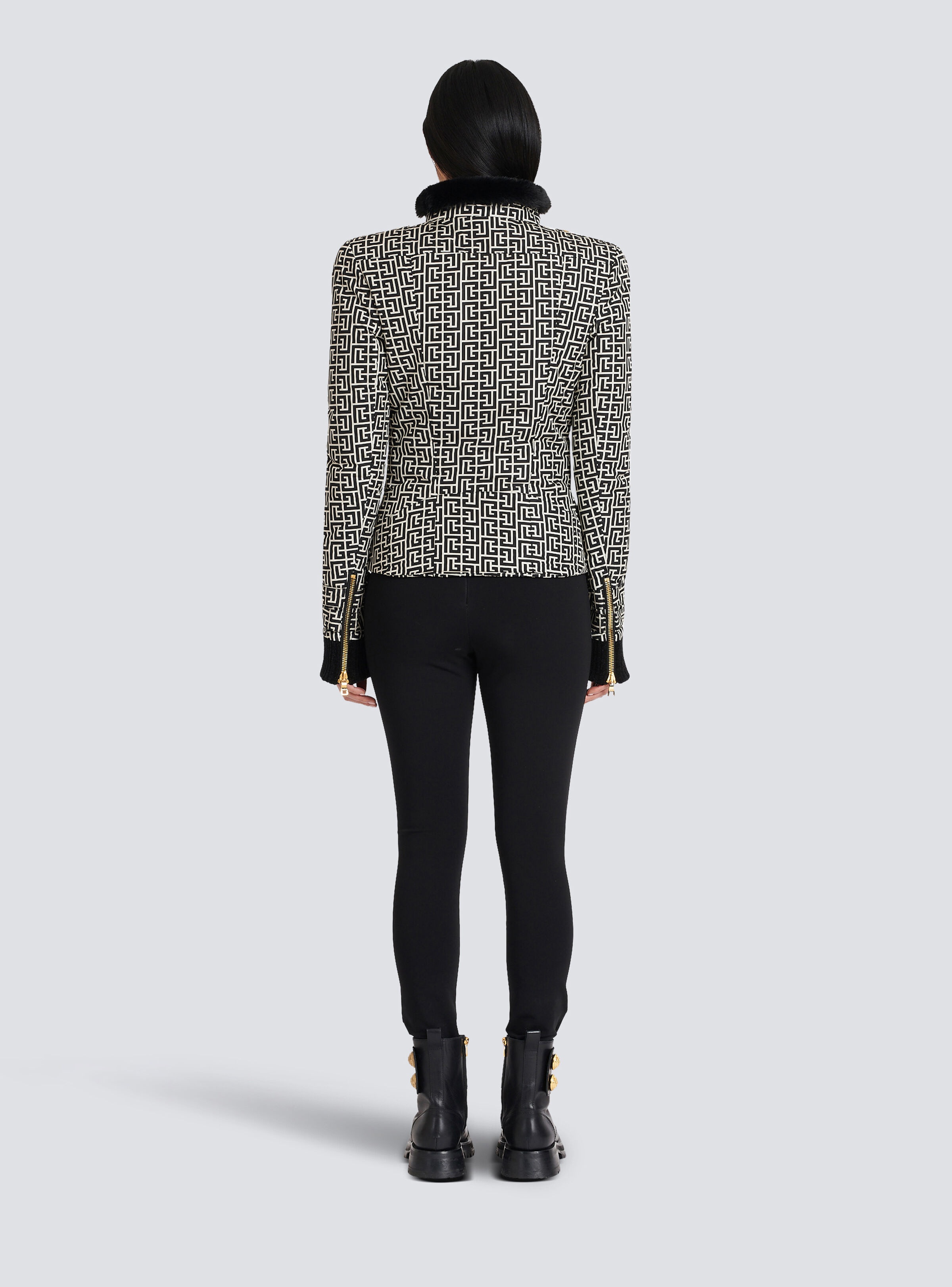 Balmain monogram print jacket - 4