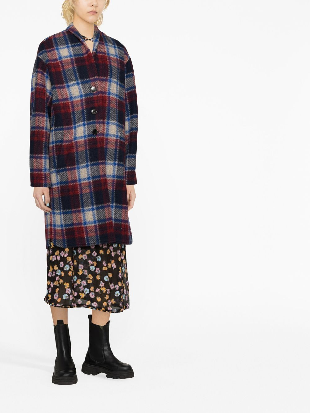 single-breasted checked coat - 2