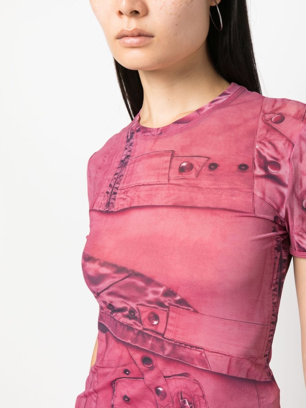 graphic-print semi-sheer T-shirt - 5