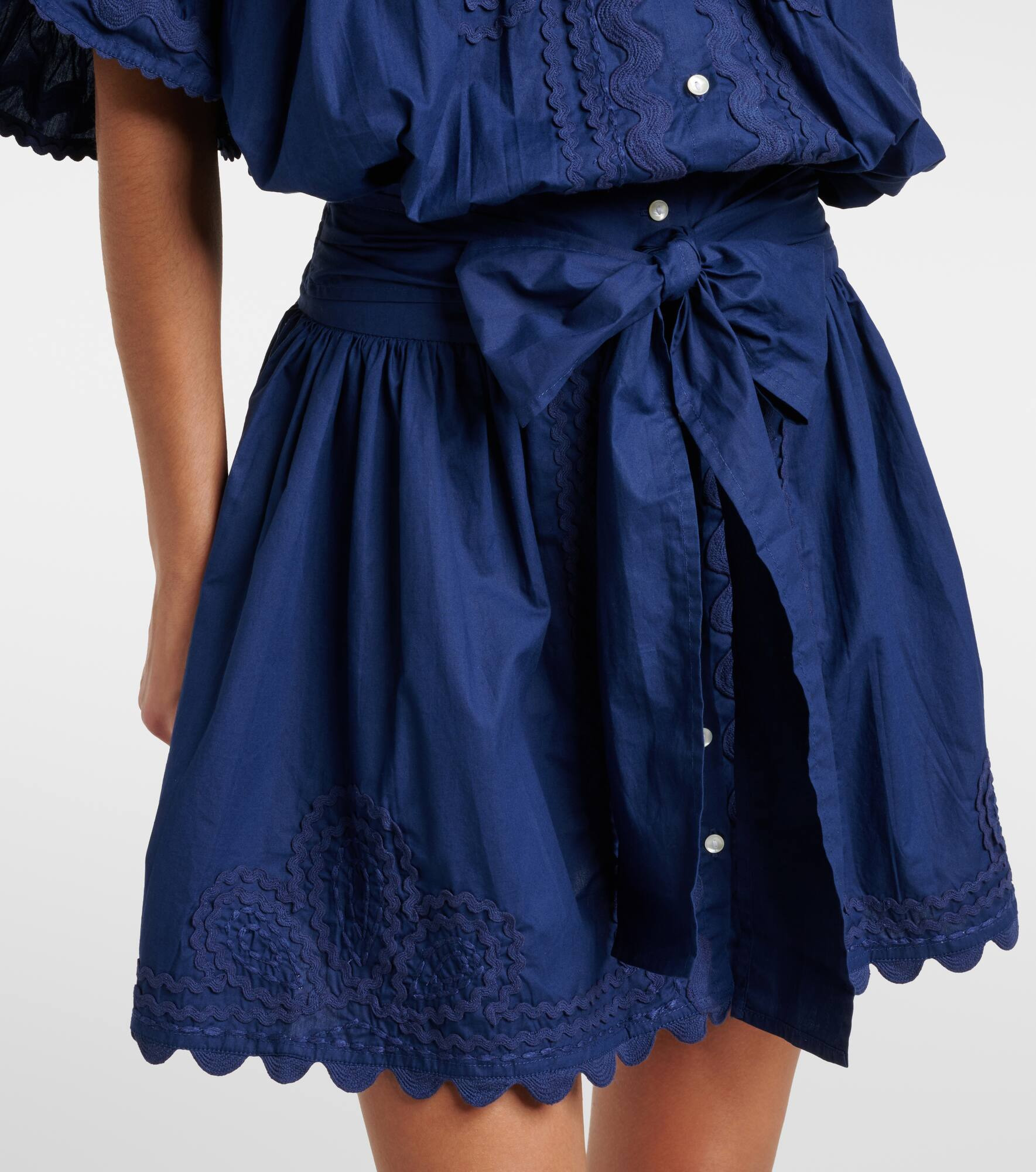 Embroidered cotton poplin minidress - 5