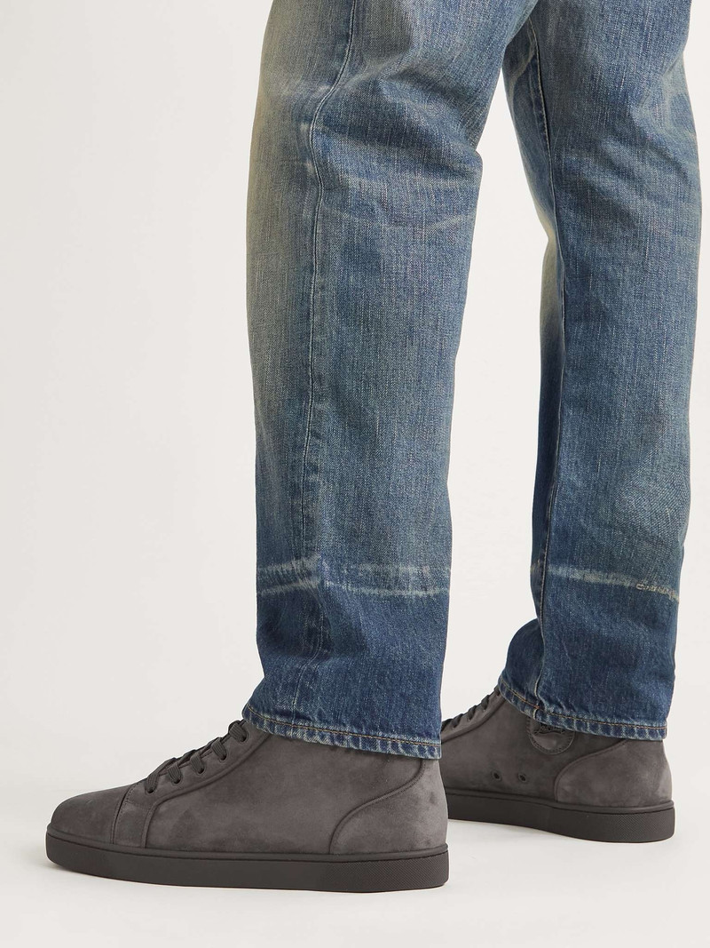 Christian Louboutin Louis Orlato Grosgrain-Trimmed Suede High-Top Sneakers outlook