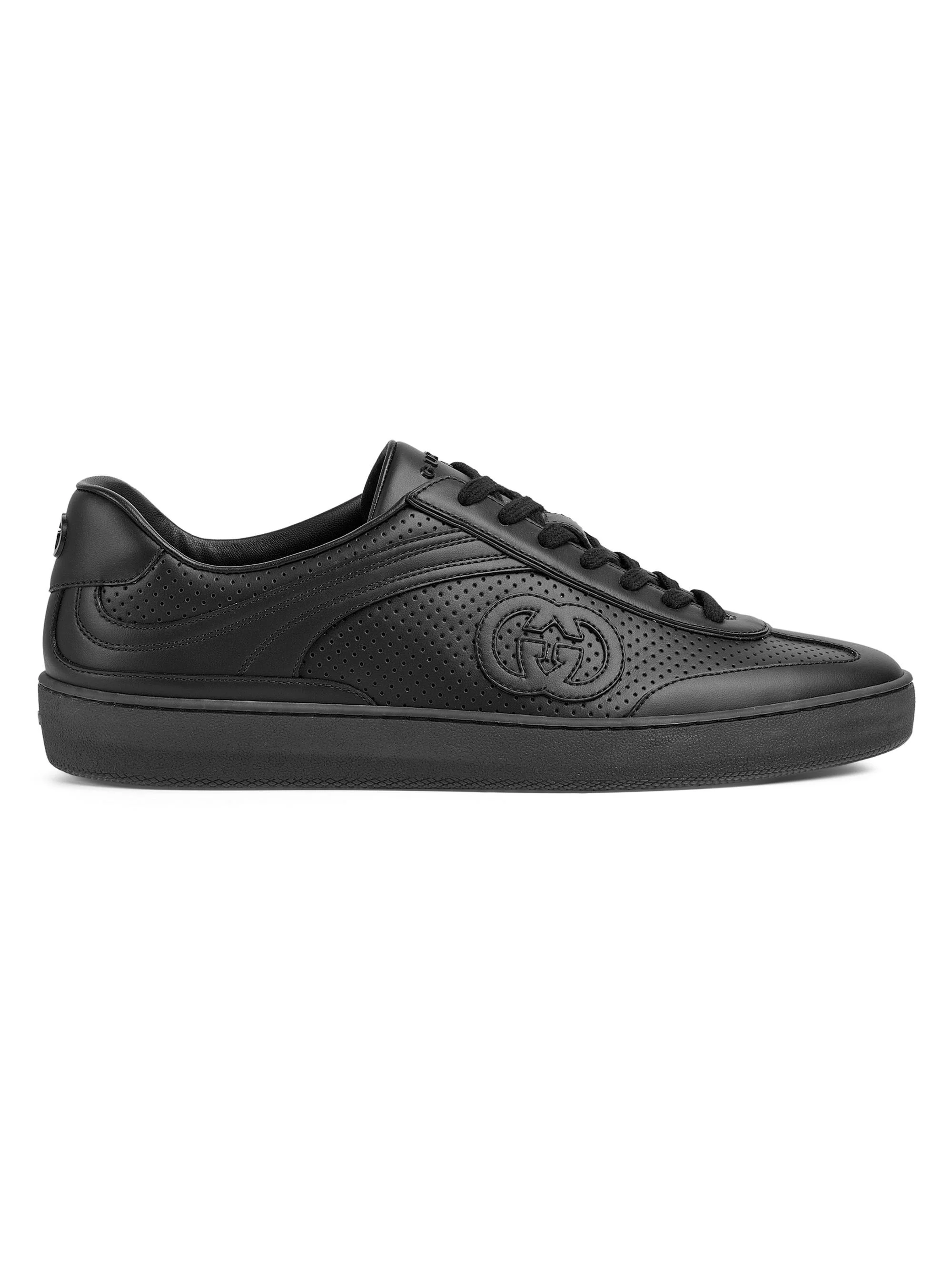 Men's G74 Retro Leather Sneakers - Black - 1