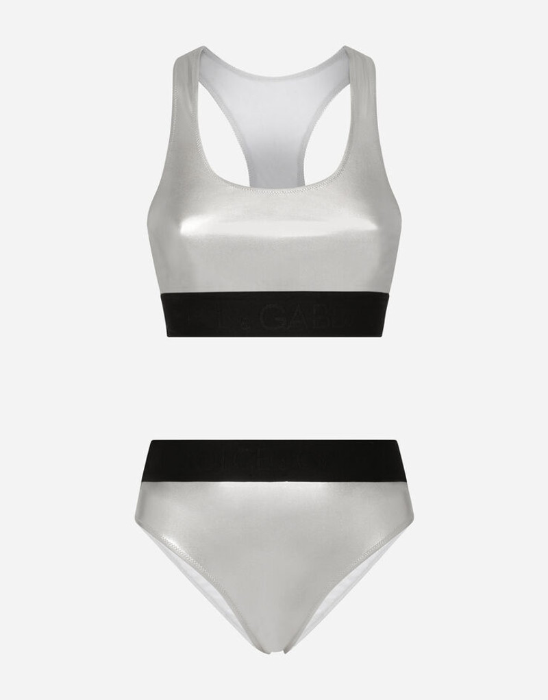 Foiled bikini with branded elastic 1