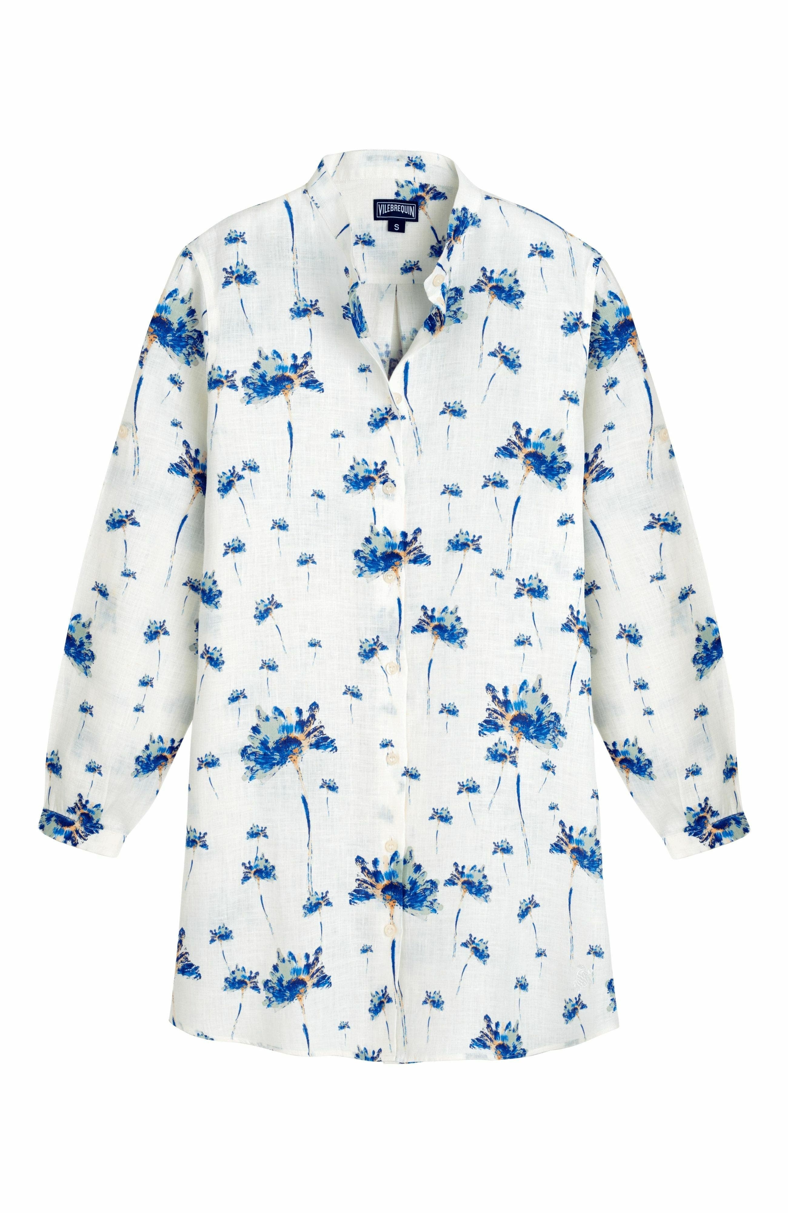 Vilebrequin Women's Herbier Print Linen Shirt Dress in Off-White at Nordstrom - 3