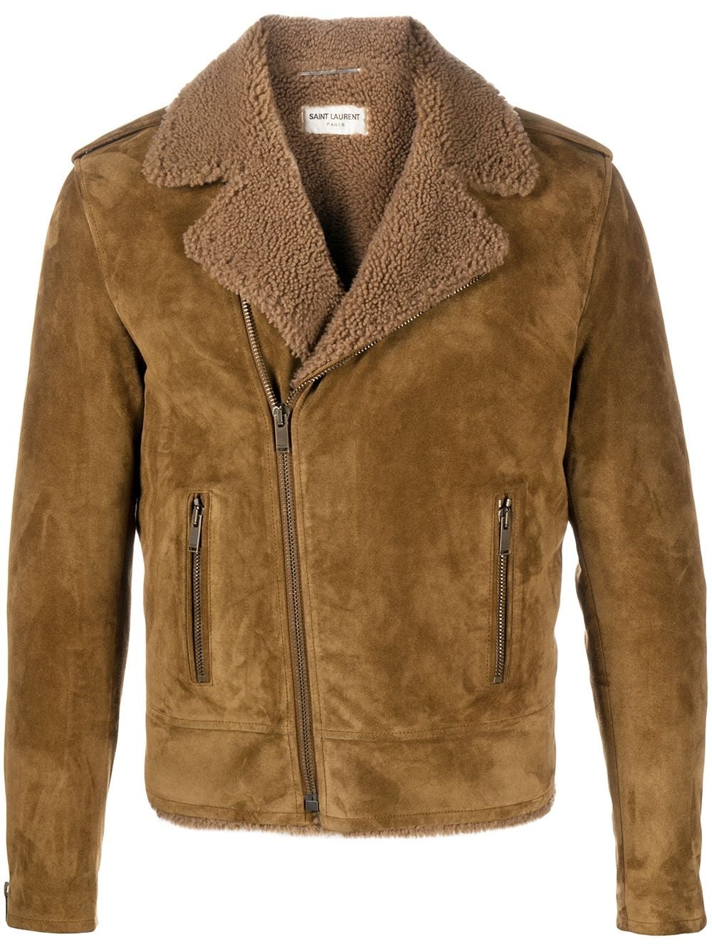 shearling collar zipped jacket - 1