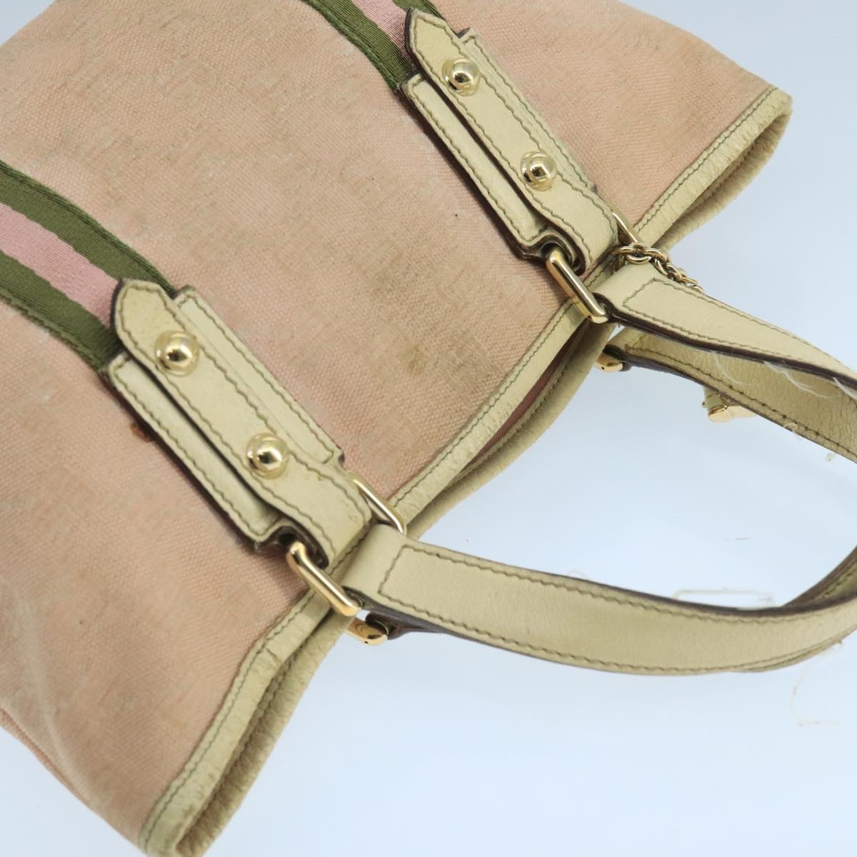 GUCCI GG Canvas Hand Bag Pink Cream Gold - 6