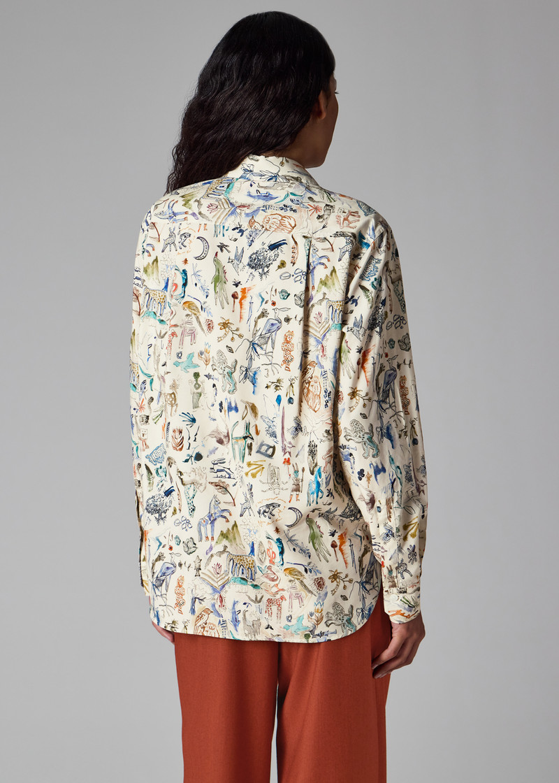 Women's Cream 'Little Beasts' Cotton-Blend Shirt 7
