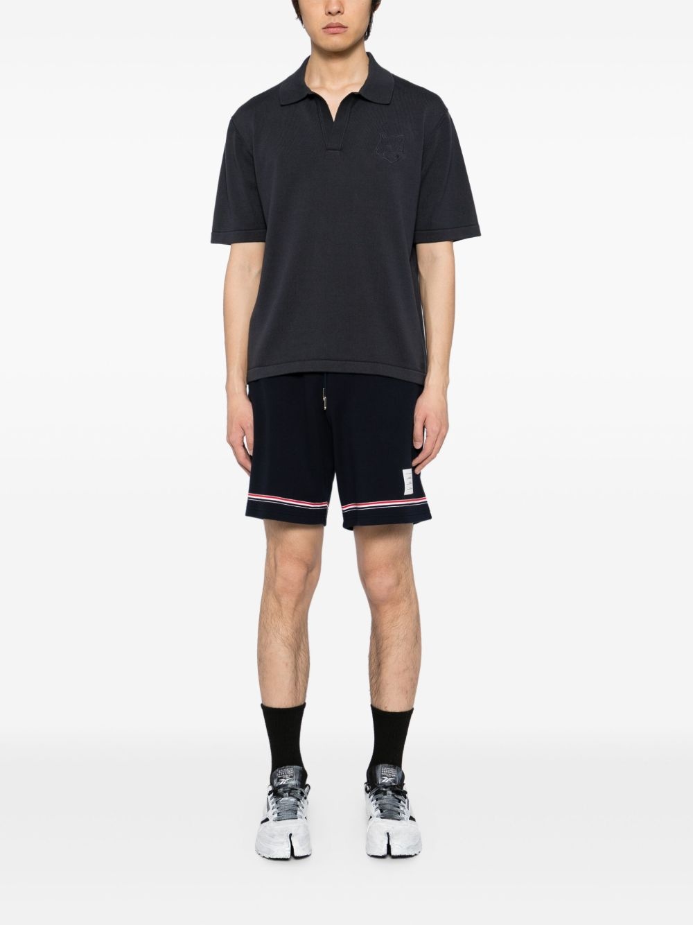 Bold Fox head embroidered knitted polo shirt - 2