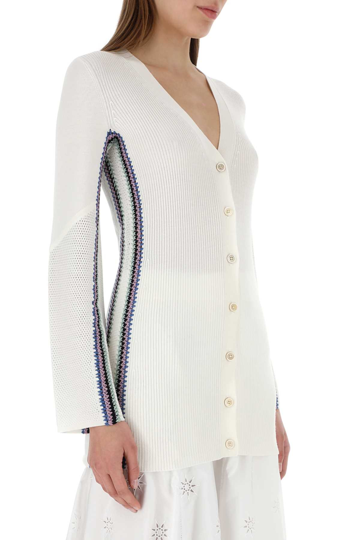 Chloe Women Ivory Wool Cardigan - 3