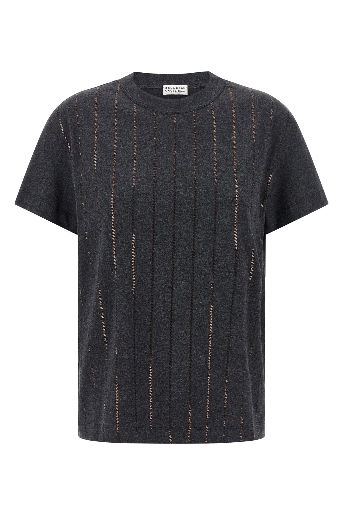'Dazzling Chalk Stripe Embroidery' T-shirt - 1