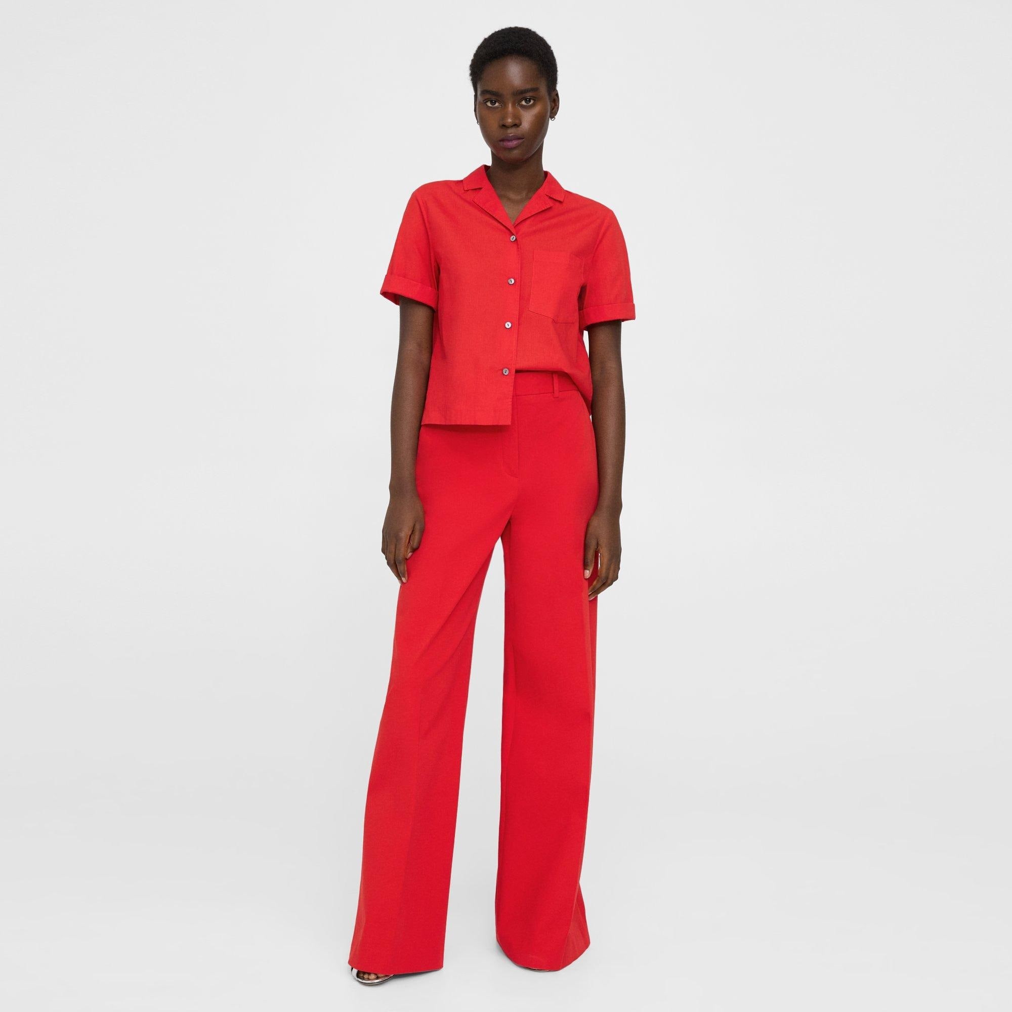 High-Waist Wide-Leg Pant in Stretch Cotton Twill - 2
